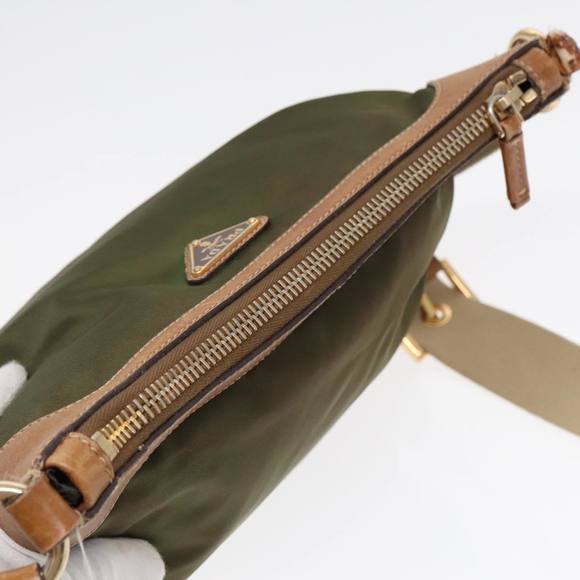 PRADA Shoulder Bag Nylon Green Gold Auth 90748 - Picture 6 of 16